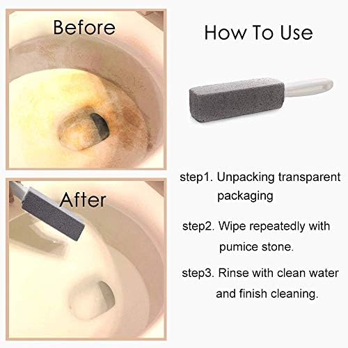 Maryton Pumice Stone with Handle for Cleaning Toilet Bowl Ring and Hard Water Stains Pack of 2 (Gray)