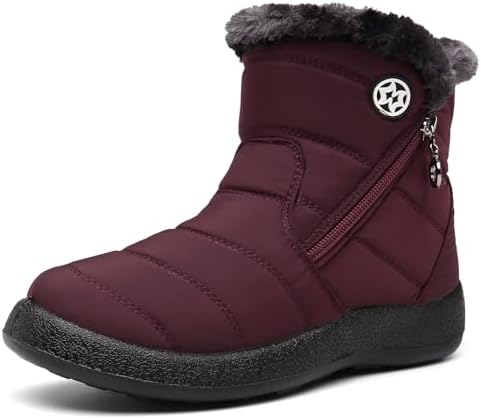 Hsyooes Womens Warm Fur Lined Winter Snow Boots Waterproof Ankle Boots Outdoor Booties Comfortable Shoes for Women