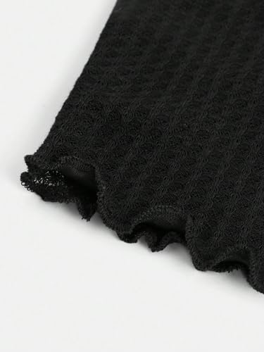 SOLY HUX Girl's Crop Tops Waffle Knitted Fitted Tees Cute Ruched Sweetheart Neck Cap Sleeve Summer T Shirts3