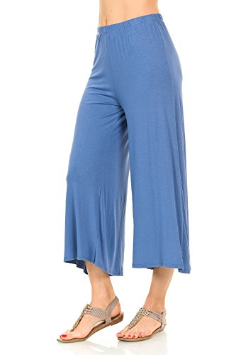 iconic luxe Women's Elastic Waist Jersey Culottes Pants Lounge Capri2