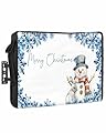 DecorLovee Outdoor TV Cover 80 to 85 Inches Weatherproof & Waterproof, Blue Snowman Christmas Outdoor TV Enclosure with Remote Control Pocket, Xmas Snowflake Blue TV Screen Protectors for Outside TV