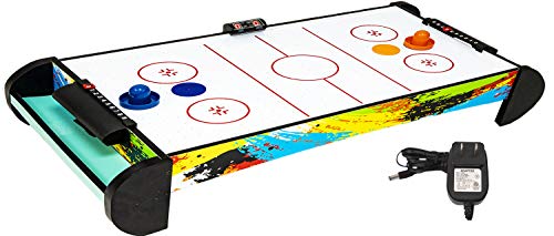 Air Hockey Table Compact-Size Air Hockey Tables with Air Hockey Accessories Plug-in Powered Air Hockey Set 2 Pucks+2 Paddles+Led Score Board+Electric Motor Fan+Blowers for Game Room Kids Adults