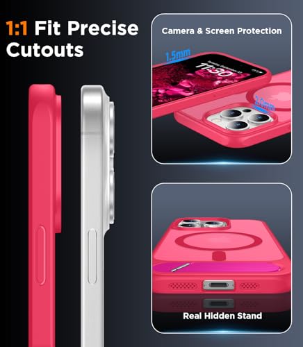 Image of Magnetic Compatible with iPhone 15 Pro Max Case, [Built-in Invisible Kickstand][Compatible with MagSafe][Military Grade Shockproof] Slim Translucent Matte Phone Case for iPhone 15 Pro Max 6.7 inch