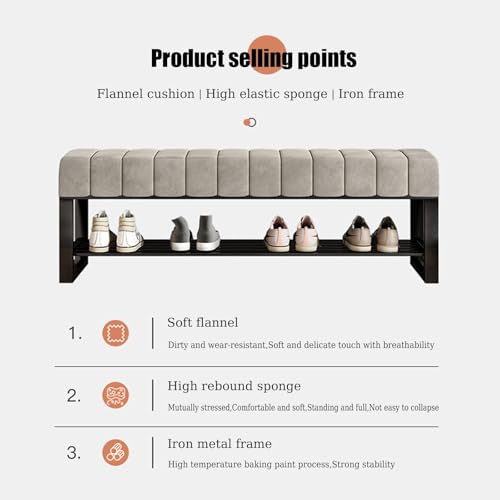 Banc à chaussures rembourré avec coffre de rangement intégré 80cm