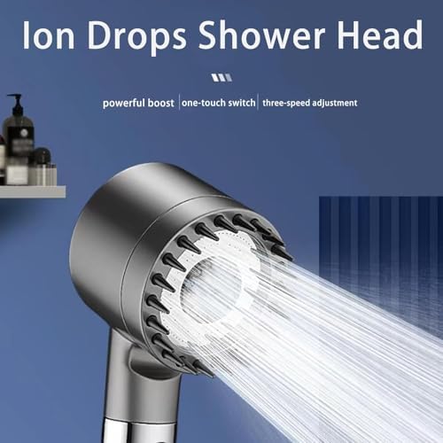 Ion Drops Iondrops Filtered Shower Head - Turbo Pressure Boosting Avec Filtration (Noir)