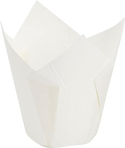 Miniatura 4 de Juvale Tulip - Moldes para cupcakes – 100 unidades de papel pergamino blanco de 2.2 x 3.15 pulgadas para hornear, papel de tulipán jumbo para