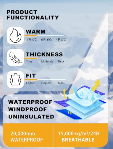 Image of GSOU SNOW Mens Womens Baggy Snowboard Jacket Ski Jacket 20K Waterproof | Snow Shell Jacket Retro, 15K Breathable, Windproof, Arm Vents, Powder Skirt, 5 Pockets, Color Block, Non-insulated, Loose Fit