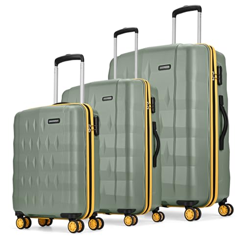 Aristocrat Comet Set of 3 Trolley Bag 56, 66 & 76cm | Small+Medium+Large | Hard Luggage| Smooth 8-Wheel Suitcase| Combination Lock with Sturdy Zipper| 3-Year International Warranty (Green)