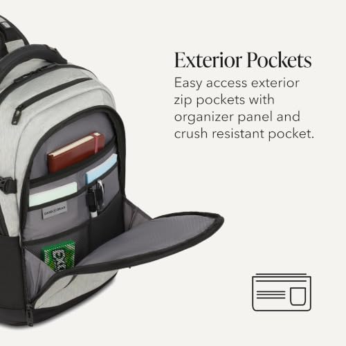 Image of SwissGear Travel Tech Pro Laptop Backpack - Fits Laptops up to 16 inch - ScanSmart TSA-Friendly Backpack with Multiple Organizer Pockets - Grey Heather
