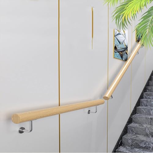 Rampe d'escalier en bois complet avec support en métal noir - 5