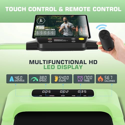 Image of Foldable Treadmill with Incline-Walking Pad with Handle Bar-Portable Walking Pad Treadmill 350+ lb Capacity-Under Desk Treadmills, 4 in 1 Running Machine LED Display /Dual Control