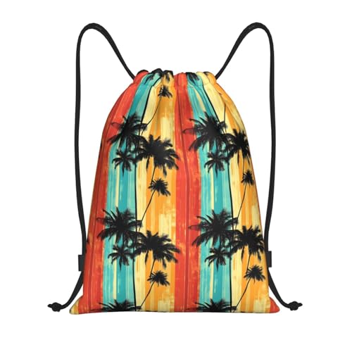 Drawstring Backpack - Colorful Tropical Plants Print Sports Gym Sackpack String Bag For Women Men, Lightweight Draw String Back Bag For Workout Travel