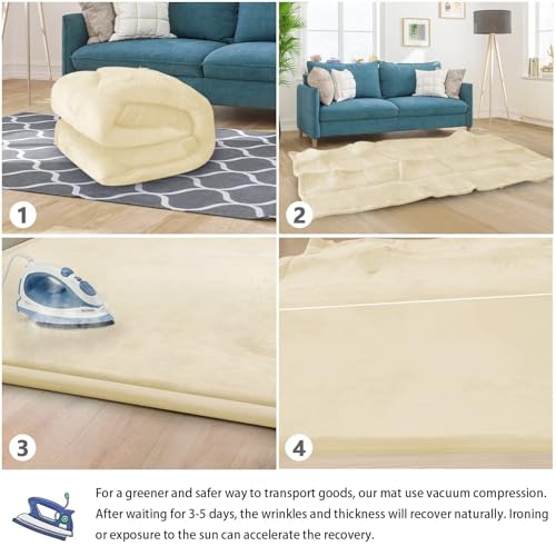 Image of Baby Play Mat for Floor Nursery Rug Muscle Mat Area Rug Playroom Rug 79 inchx79 inch Playpen Mat Elastic Foam 1.3 inch Thick Crawling Mat for Babies,Toddlers, Infants, Kids,Light Beige