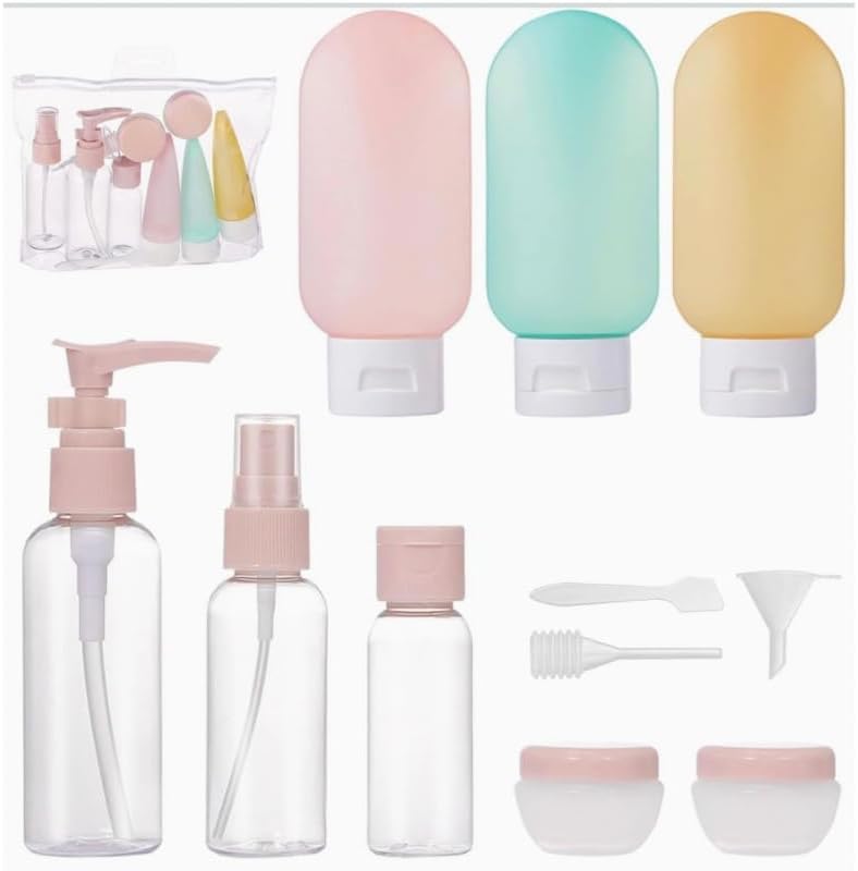 Lot de 11 Flacon Voyage kit, Contenant de Voyage à Remplir, Flacons Pulvérisateurs Vides Transparents, Petite Boîte de Crème, Distributeur à Pompe Shampoing Accessoire Avion Lot de 11 Flacon Voyage kit, Contenant de Voyage à Remplir, Flacons Pulvérisateurs Vides Transparents, Petite Boîte de Crème, Distributeur à Pompe Shampoing Accessoire Avion