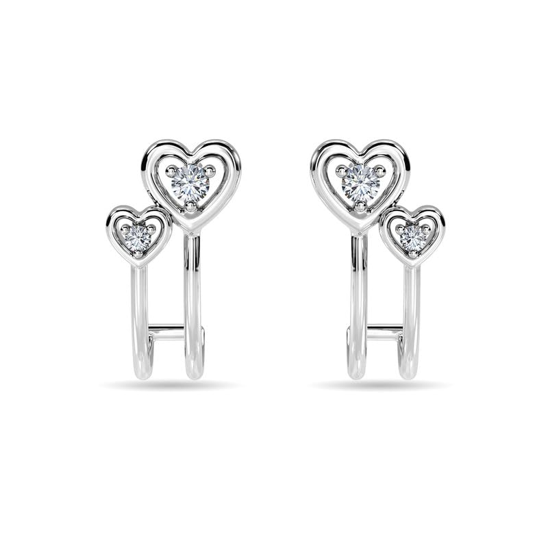 Image of KISNA JEWELS 18K BIS Hallmark Pure White Gold & SI Real Diamond Hearts Earrings For Women with Screw Back clouser