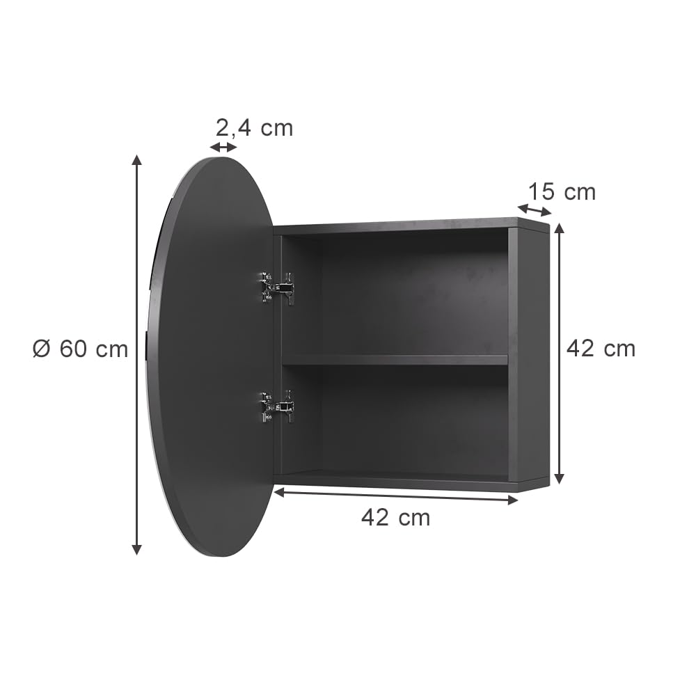 Vicco Badspiegelschrank Loki, Anthrazit, 60 x 60 cm