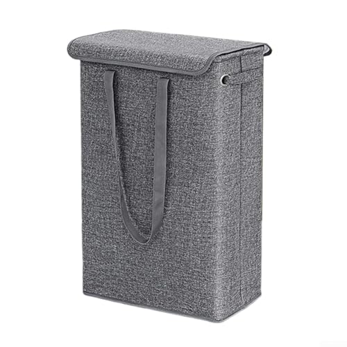 Panier à linge sale pliable étroit de 45 L pour chambre à coucher, rangement entre meubles ou placards (gris)