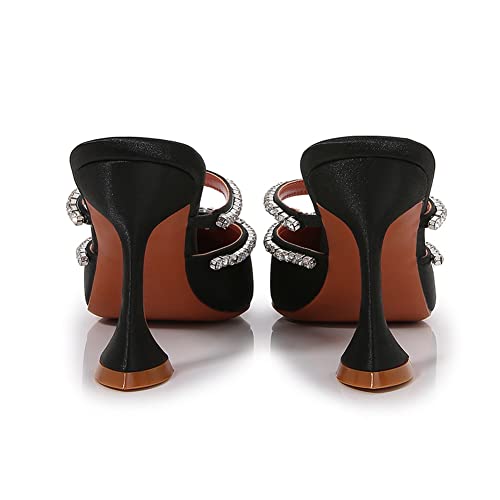 Arqa Heeled Mules for Women Rhinestone Strappy Sandals Slingback Pointed Toe Stiletto Wedding Pumps3