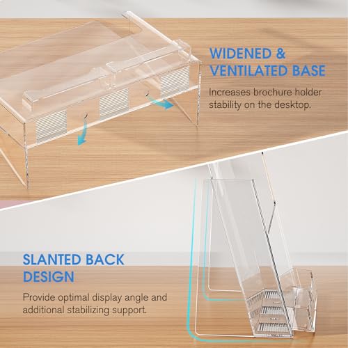 image for KTRIO 8.5x11 Inches Acrylic Brochure Holder with Business Card Holder 