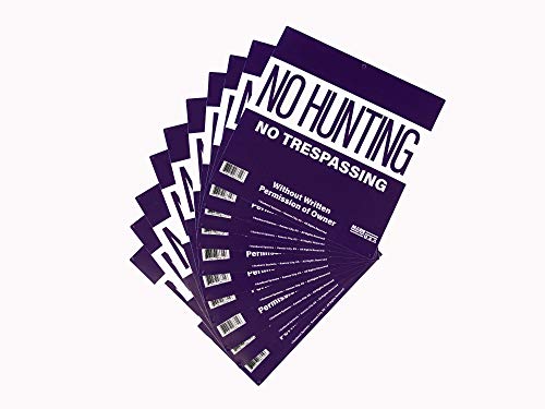 Sunburst Systems 8616 No Hunting/Trespassing Property Marking Sign, 12" x 12", 10 Pack, Purple