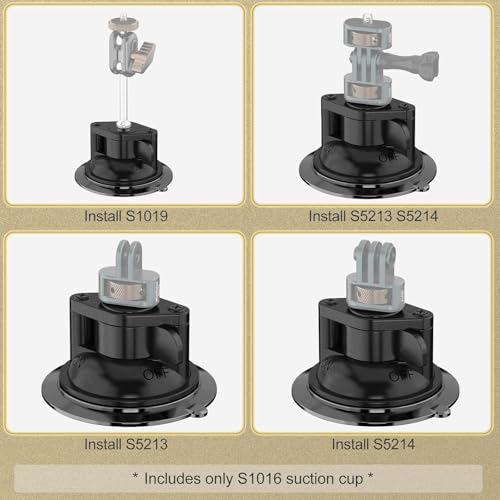 Image of Heavy Duty Suction Mount for Camera, 85mm Vacuum Suction Cup with 1 /4 inch Thread, GoPro Adapter & 1 /4 inch Screw for Action Camera, DJI Osmo, 360 Camera, Car Windshield & Glass - Black