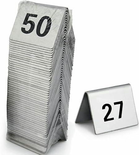 Cartes de numéro de table en métal rigide double face pour buffet