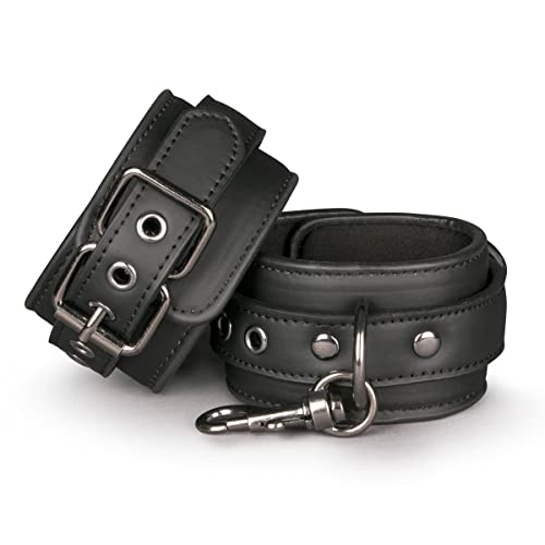 Menottes en Cuir Noir EasyToys accessoire de bondage souple pour jeu de rôle de couple