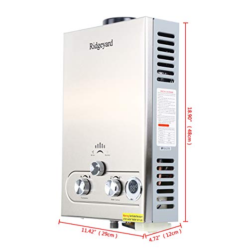 Ridgeyard Propane LPG Gas Tankless Water Heater Instant Hot Water Boiler with Shower Head (8L)