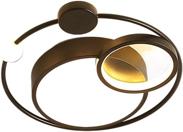 Plafonnier LED rond noir luminaire de salle à manger et cuisine 40cm