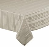 Newbridge Satin Stripe Weave No-Iron Soil Resistant Fabric Tablecloth, 52 X 52 Square, Grey