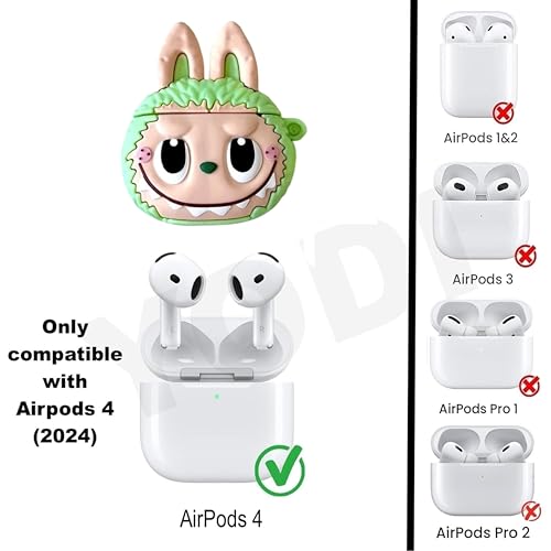 Image of YODI Case Cover for Airpods Pro|Pro 2|Airpods Pro 3|Airpods 4 Pouch, Silicone Cases with Cleaner Kit 360 Drop Protection,Shock-Resistant (Green Dall, Airpods 4)