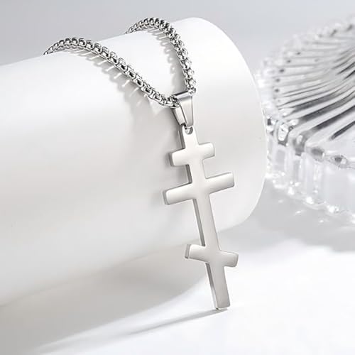 Collier croix orthodoxe Ilya en acier, le cadeau symbolique idéal
