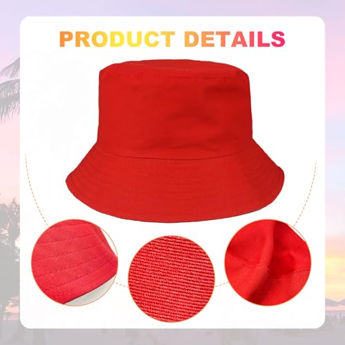 TUONYIS 2 Stücke Unisex Fischerhüte, Baumwolle Anglerhut, Bucket Hat Faltbar, Sommerhut Outdoor Sun Protection, Kappen Cap Freizeithut, zum Wandern Camping Reisen Angeln 56-58cm (Rot)