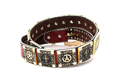 Genuine Leather Belt for Women & Cowboy Big Rhinestone With Engraved Buckle Country Style2