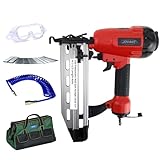 Jovant Pnumatic Finish Nailer,16Gauge nail Gun Acepts 3/4 Inch up to 2-1/2 Inch finish Nails.Brad Nailer Gun Can Hit Hardwood Ideal for Upholstery, Woodworking (Include 6m Air tube & Portable Bag)