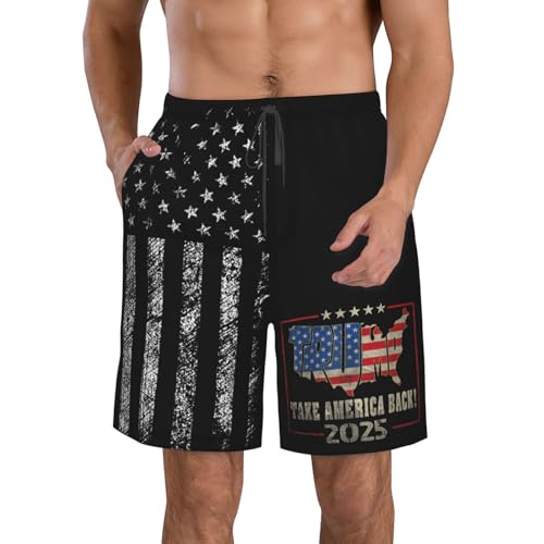 Tru-mp 2025 Take America-Back Patriotic Mens Swimming Trunks Swim Shorts Summer Bathing Suit Swimwear Beachwear