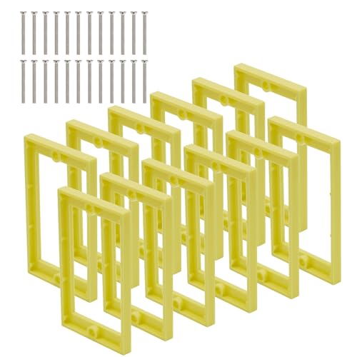 Image of 12PCS 1 /4 Inch Single Gang Outlet Box Extender,Yellow | Electric Outlet Extender Box With 24 screws; Gang Box Extender for Electrical Outlet Box and Electrical Outlet Switches.