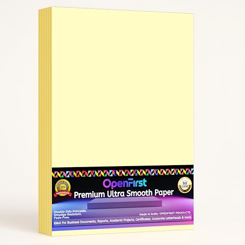 Image of A4 Premium Royal Yellow Paper - 80 GSM Ultra Smooth Finish | Double Side Printable Colored Sheets For Invoicing, Office, Craft, Letterhead & Projects | Pack of 100 Sheets (Royal Yellow)