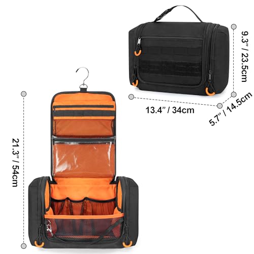 Prokva Bolsa de viagem tática para homens, kit de higiene para pendurar, organizador de chuveiro com