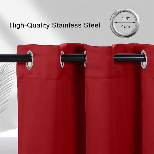 Rideau occultant en polyester doux et esthétique rouge oeillets 40x110 - 4