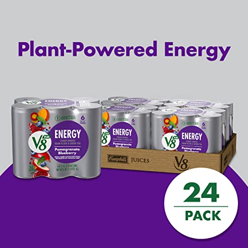 V8 +Energy Pomegranate Blueberry Energy Drink, Made With Real Vegetable And Fruit Juices, 8 Ounce Can (4 Packs Of 6 Cans) #TOP1