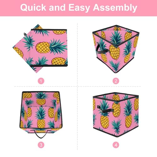 Panier de rangement pliable rose pour étagère dressing cube vêtements - 7