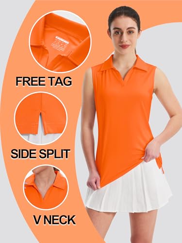 TACVASEN Womens Golf Shirt Sleeveless UPF 50+ Polo Shirts Collared Tennis Tops V Neck Athletic Workout Tank Quick Dry4