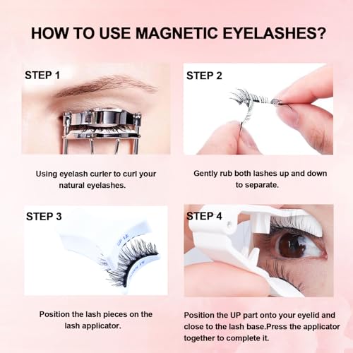 Image of LAUBESS Magnetic Eyelashes with Applicator 2 Pair No Glue Needed Natural Look Magnetic Lashes Easy to Wear and Remove(L06 /L08)