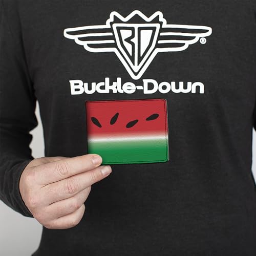 Buckle-Down Men's PU Bifold Wallet-Watermelon Stripe Red/Green/Black, Multicolor, 4.0" x 3.5"3