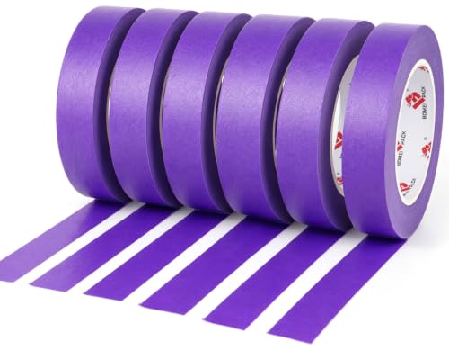 BOMEI PACK Purple Painters Tape 1 x 60 Yards x 6 Rolls (360 Yards Total) - Paint Tape for Walls Painting Automotive Labeling DIY Crafting Decoration and School Project