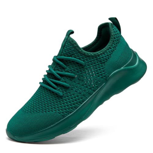 Running Shoes for Men Slip on Tennis Shoes Fashion Sneakers Lightweight Breathable Casual Walking Shoes Outdoor Workout Athletic Training Gym Trainer Sport Dark_Green Size 8.5