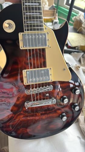 Image of Grote Electric Guitar Solid Body LPYS-006 Maple Neck Ideal for All Levels with Gigbag (Antique Brown)