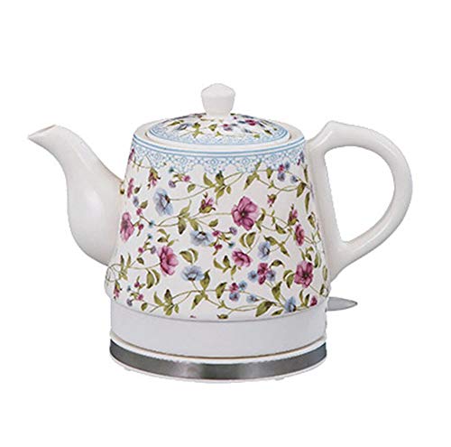 1.2 L, Retro Wasserkocher Keramik Porzellan,Keramik Wasserkocher Mit Blauem Blumen-Motiv, 1350W schnelle Heizung Drahtlose Automatische