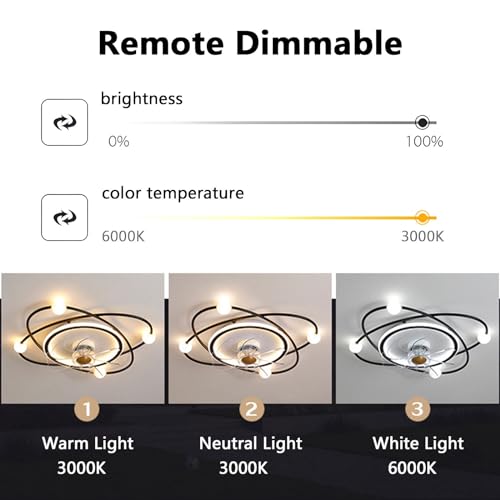 Ventilateur de plafond moderne avec télécommande 3 vitesses pour chambre - 7